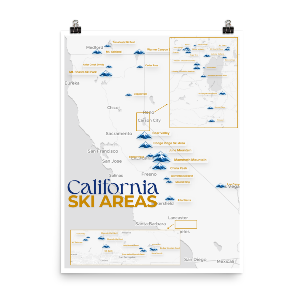 California Ski Areas Map Poster thumbnail view 3