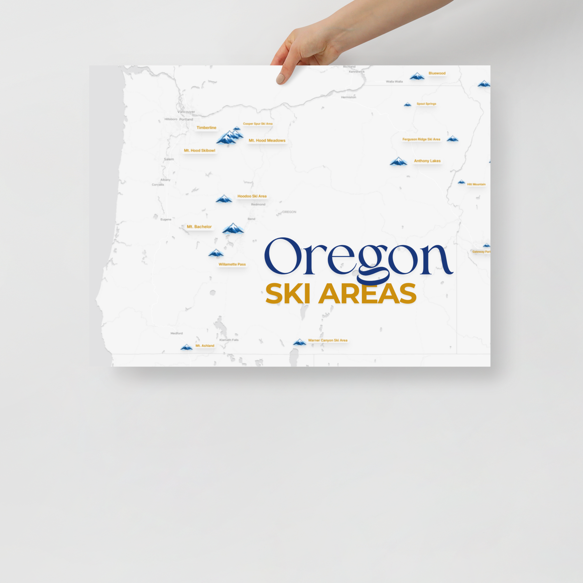 Oregon Ski Areas Map Poster - Product Image 1 of 4