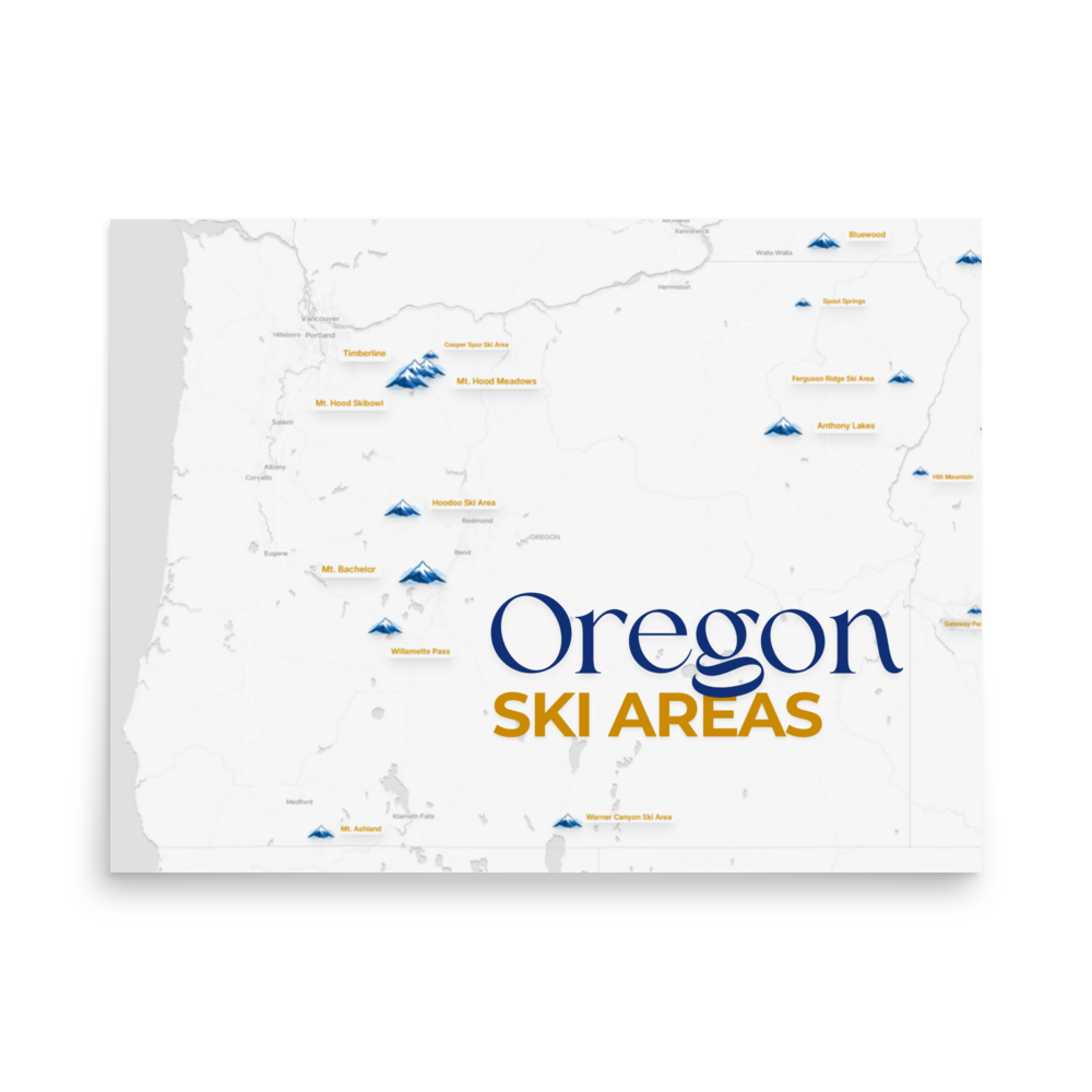 Oregon Ski Areas Map Poster thumbnail view 2