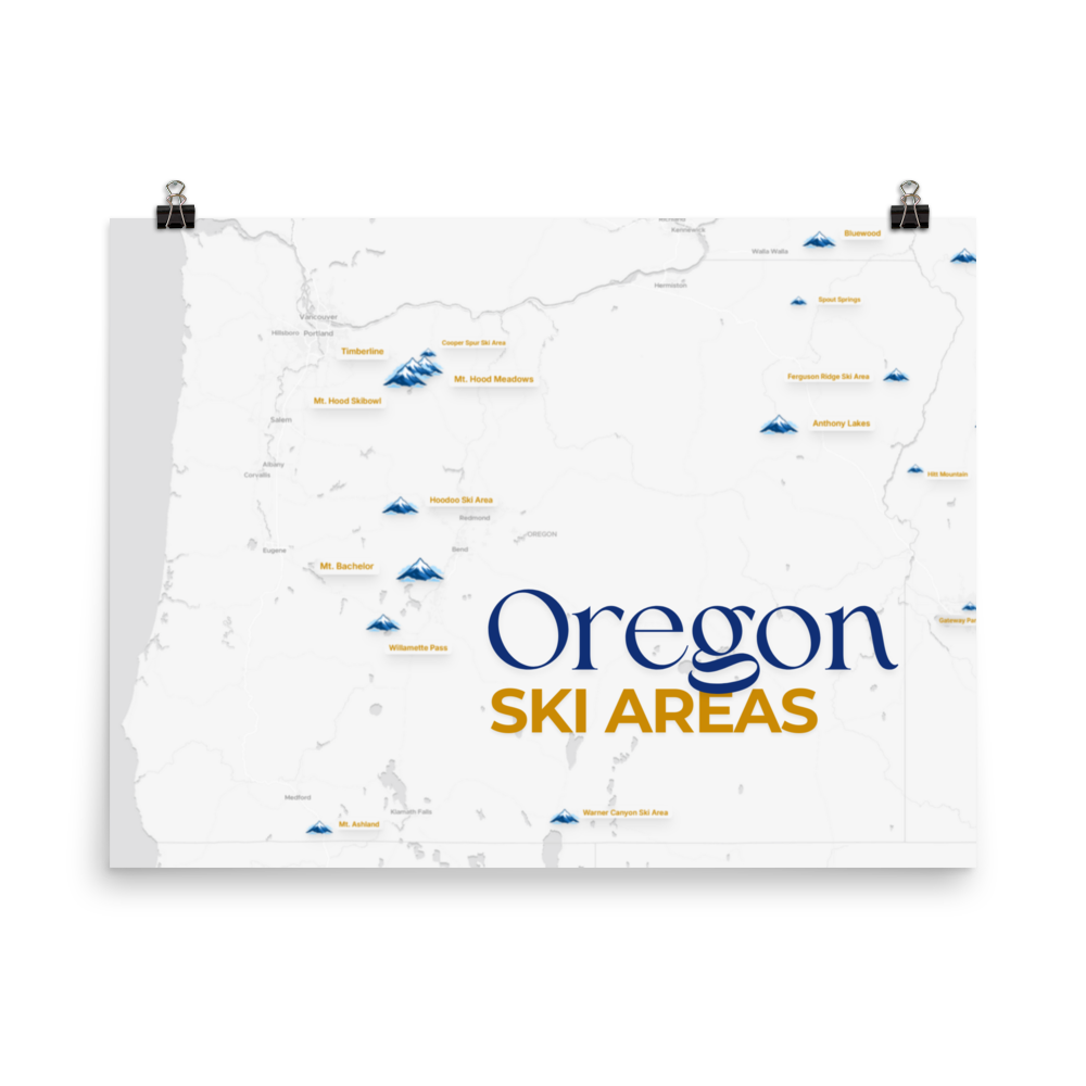 Oregon Ski Areas Map Poster thumbnail view 4